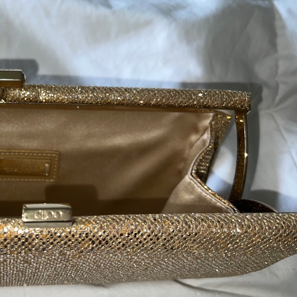 Jimmy Choo Gold Lame Glitter Clutch - Picture 6 of 7